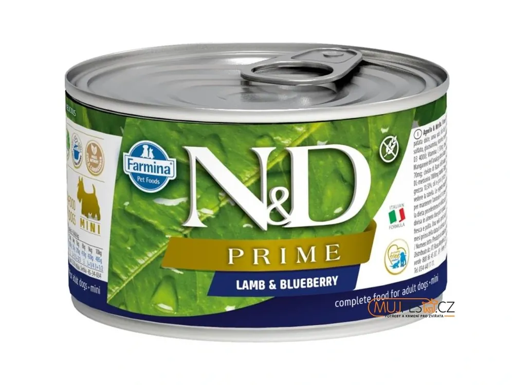 Speciální Cena N&D PRIME Dog konz. Lamb & Blueberry Mini 140 g