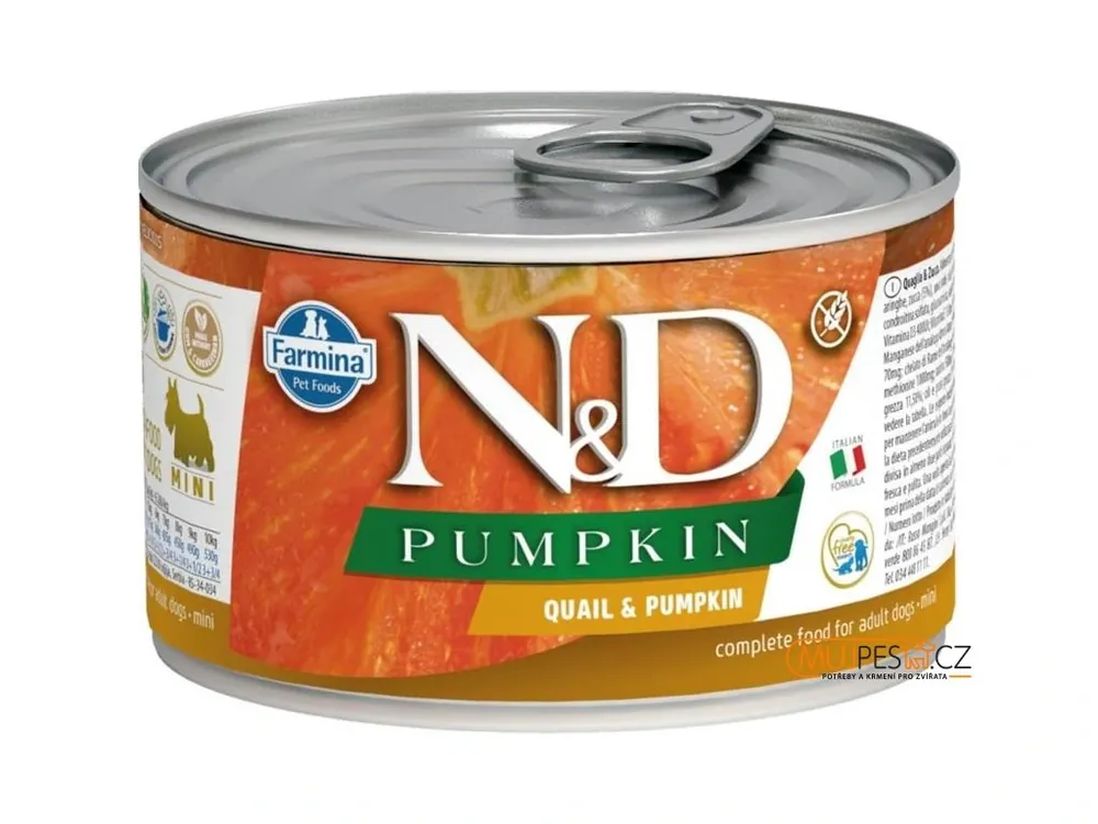 Super Cena N&D PUMPKIN Dog konz. Quail & Pumpkin Mini 140 g