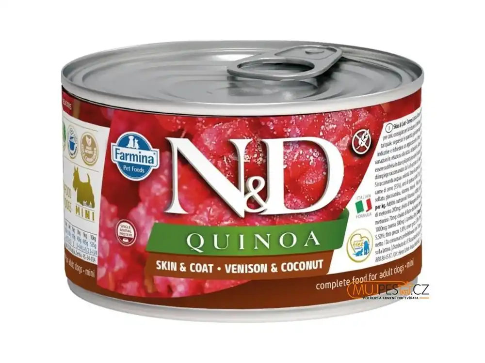 Nízká Cena N&D QUINOA Dog konz. Venison & Coconut Mini 140 g