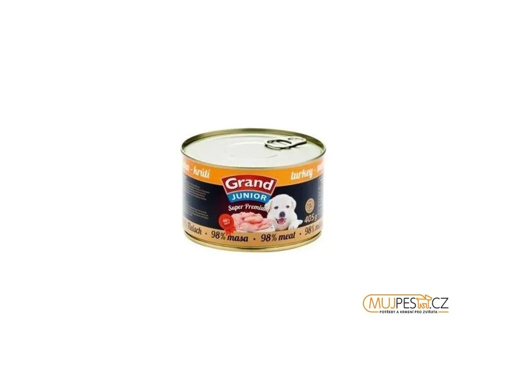 Výprodej GRAND konz. Superpremium pes Junior krůtí 405g
