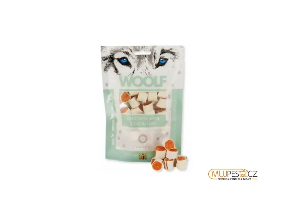 WOOLF pochoutka chicken and cod sushi 100g Levný