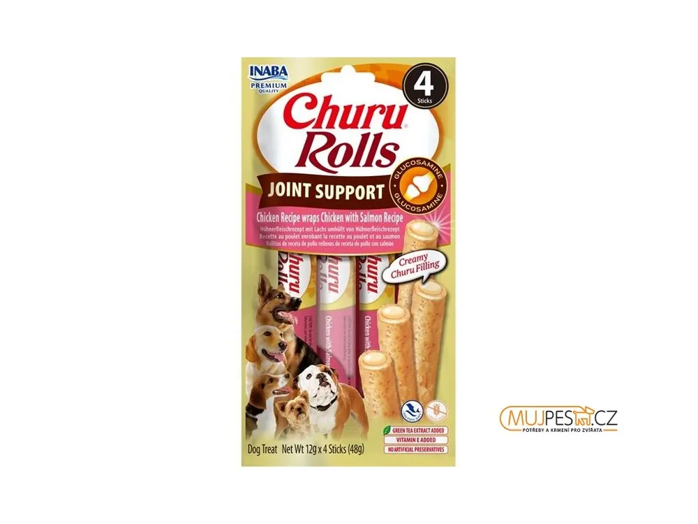 Inaba Churu Rolls Joint Support dog snack kuře a losos 4 x 12 g Výprodej