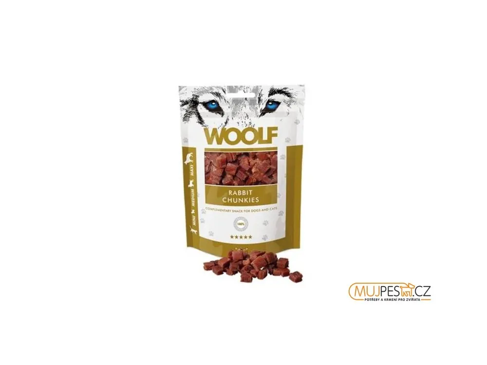 Zlevněný WOOLF pochoutka rabbit chunkies 100g