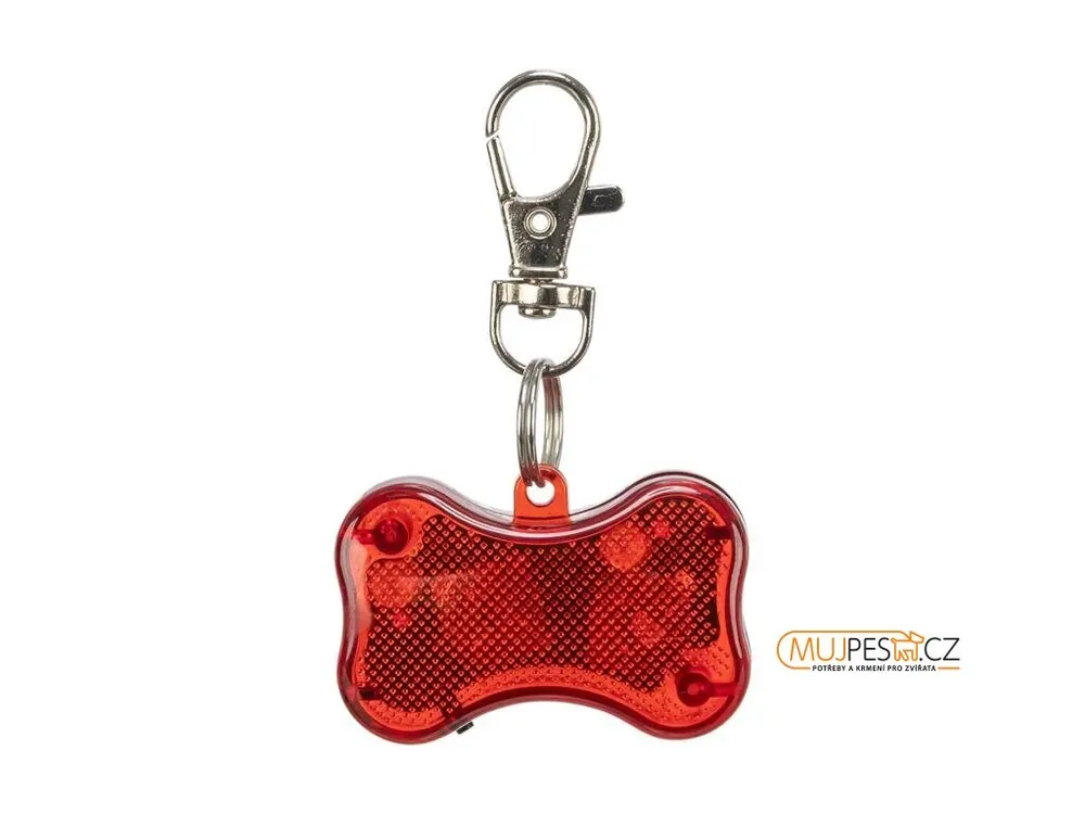 Sleva Svítící přívěsek červená kost pro psy 4,5 x 3 cm