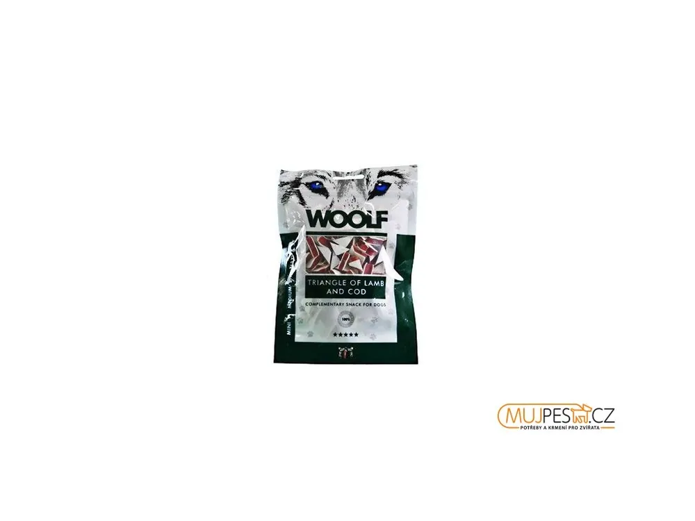 WOOLF pochoutka Lamb and Cod Triangle 100g Nízká Cena