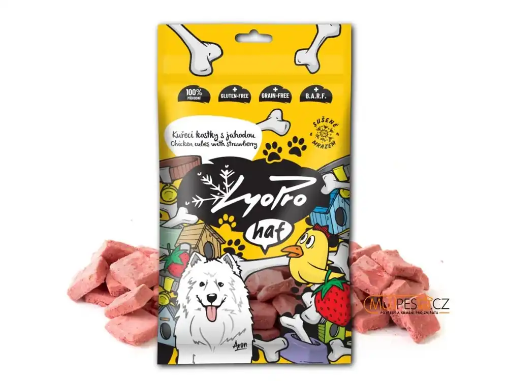 Rychlé Dodání Lyopro haf poch. mrazem sušené Kuř. kostky s jah. 50g