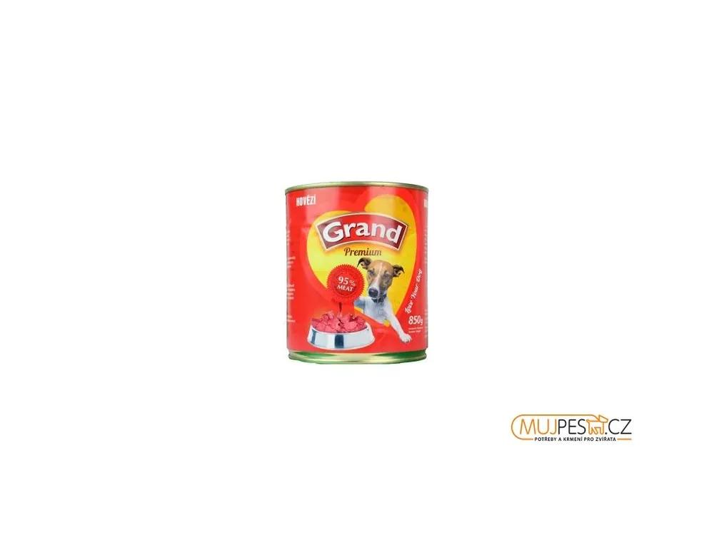 GRAND konz. pes hovězí 850g Autentický