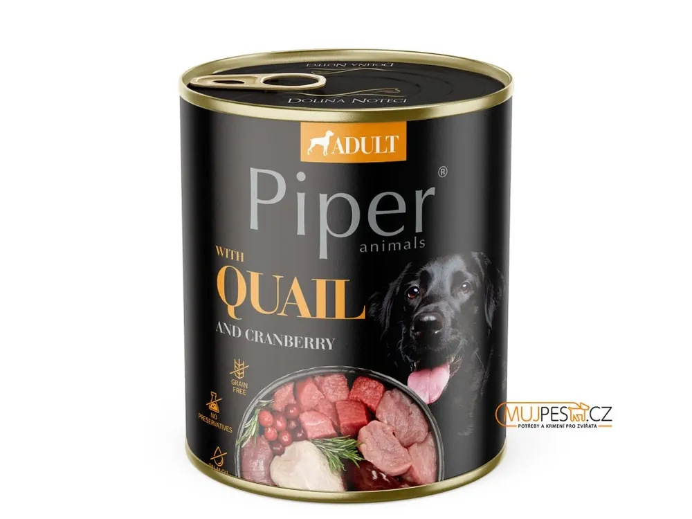 Sezónní Sleva PIPER s krepelkou, konzerva pro psy 800g