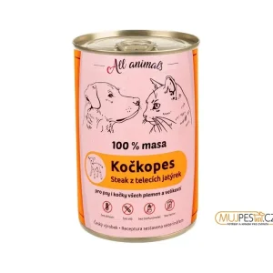 ALL ANIMALS Kočkopes konz. telecí játrový steak 400g Nová Kolekce