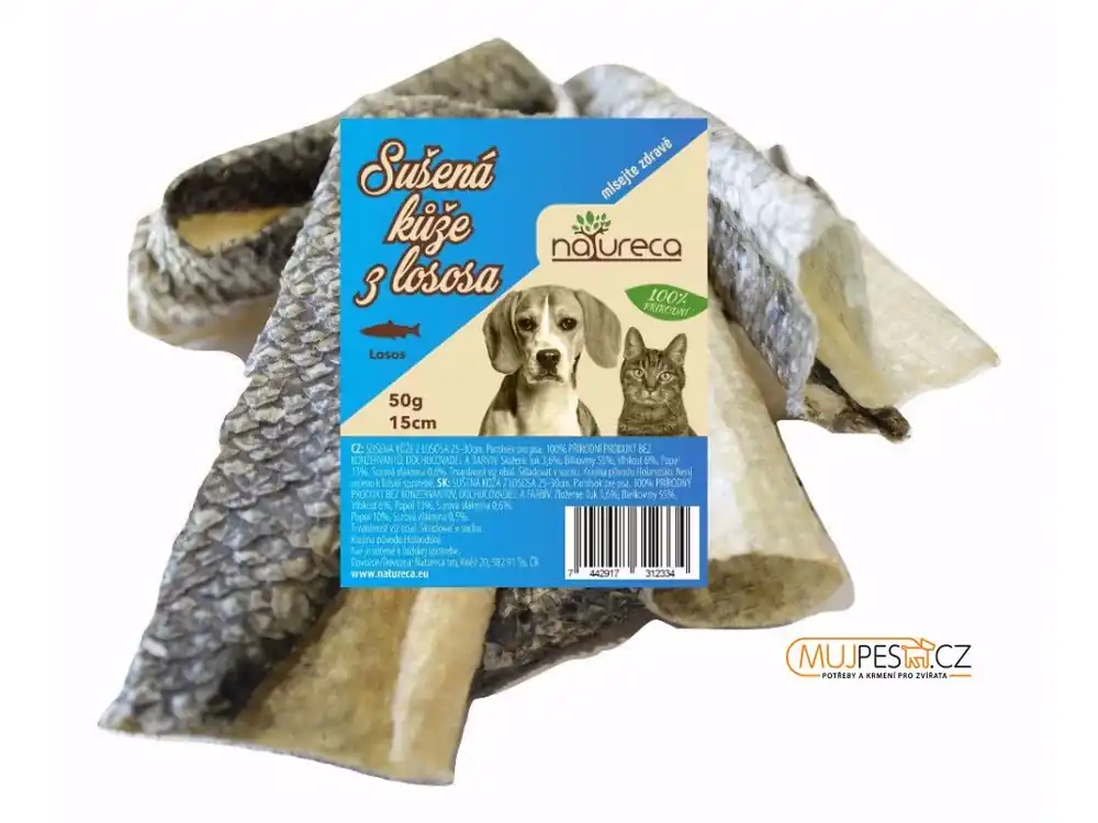Koupit Online NATURECA pochoutka Losos kůže sušená 50g