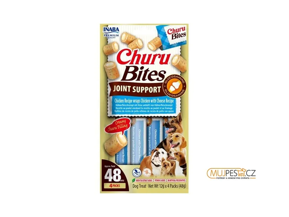 Sleva Inaba Churu Bites Joint Support dog snack kuře a sýr 4 x 12 g