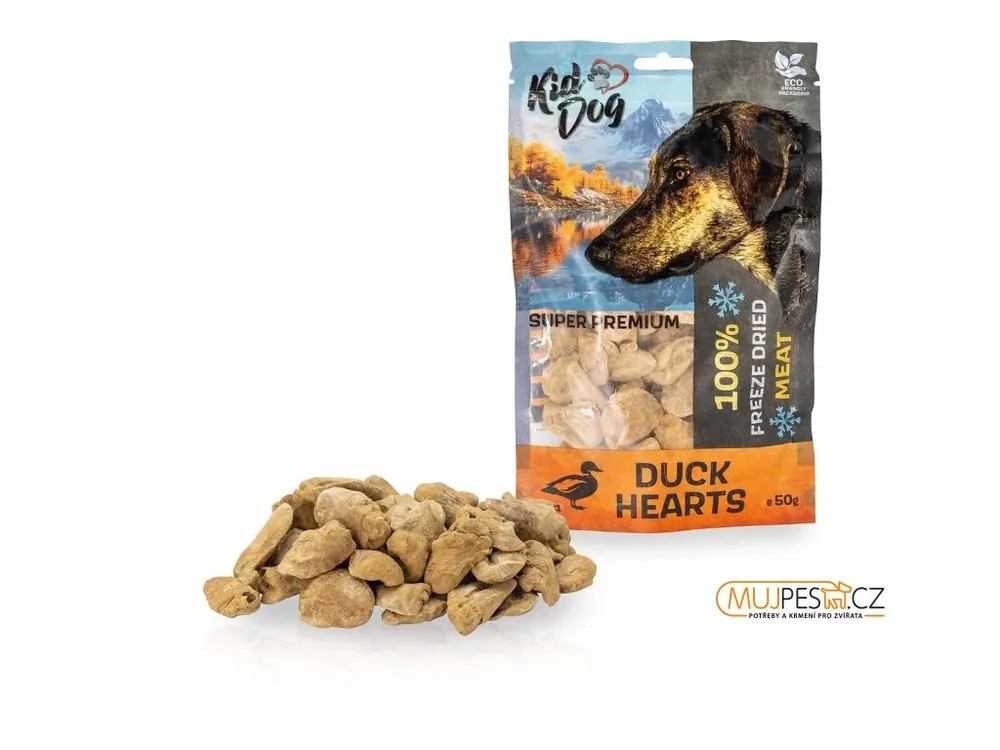 Nízká Cena KIDDOG SUPER PREMIUM 100% kachní srdíčka sušená mrazem 50 g