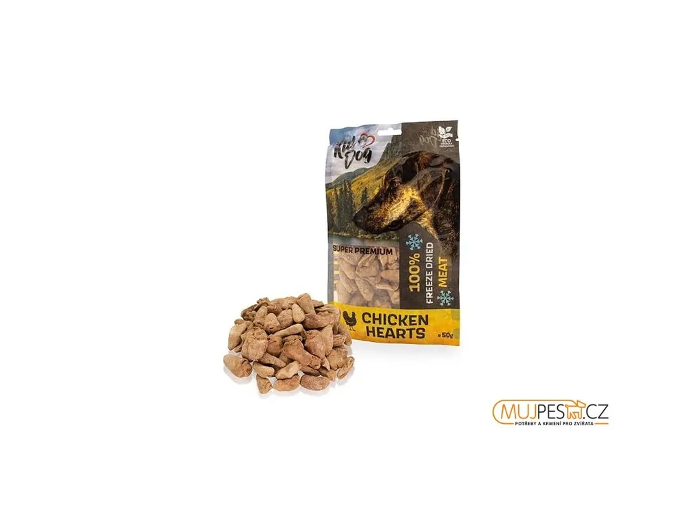 KIDDOG SUPER PREMIUM 100% kuřecí srdíčka sušená mrazem 50 g Omezená Nabídka