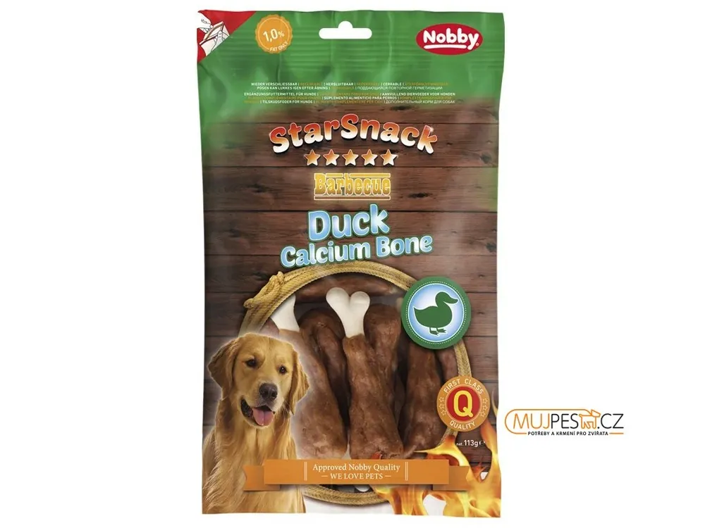 Vysoce Kvalitní Nobby Starsnack Calcium Kalciová Kost S Kachnou 113G