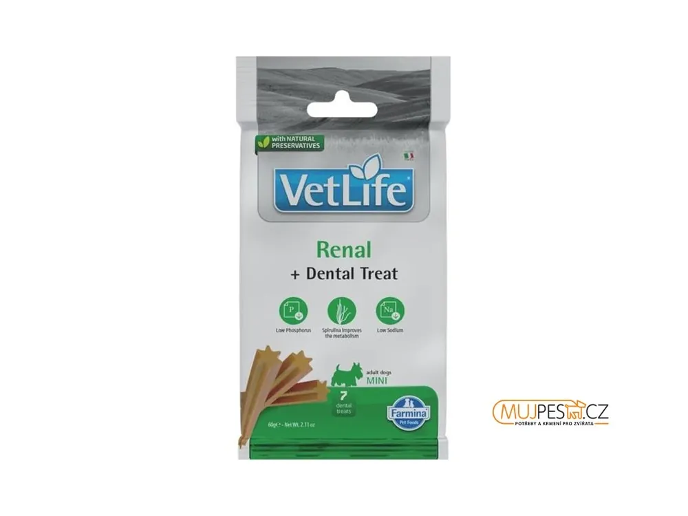 Horká Nabídka Vet Life Dog Dental Snack Renal Adult Mini 60 g