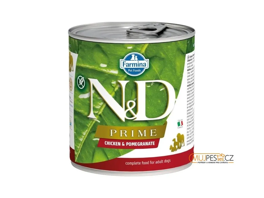 Jen Po Omezenou Doba N&D PRIME Dog konz. Chicken & Pomegranate 285 g