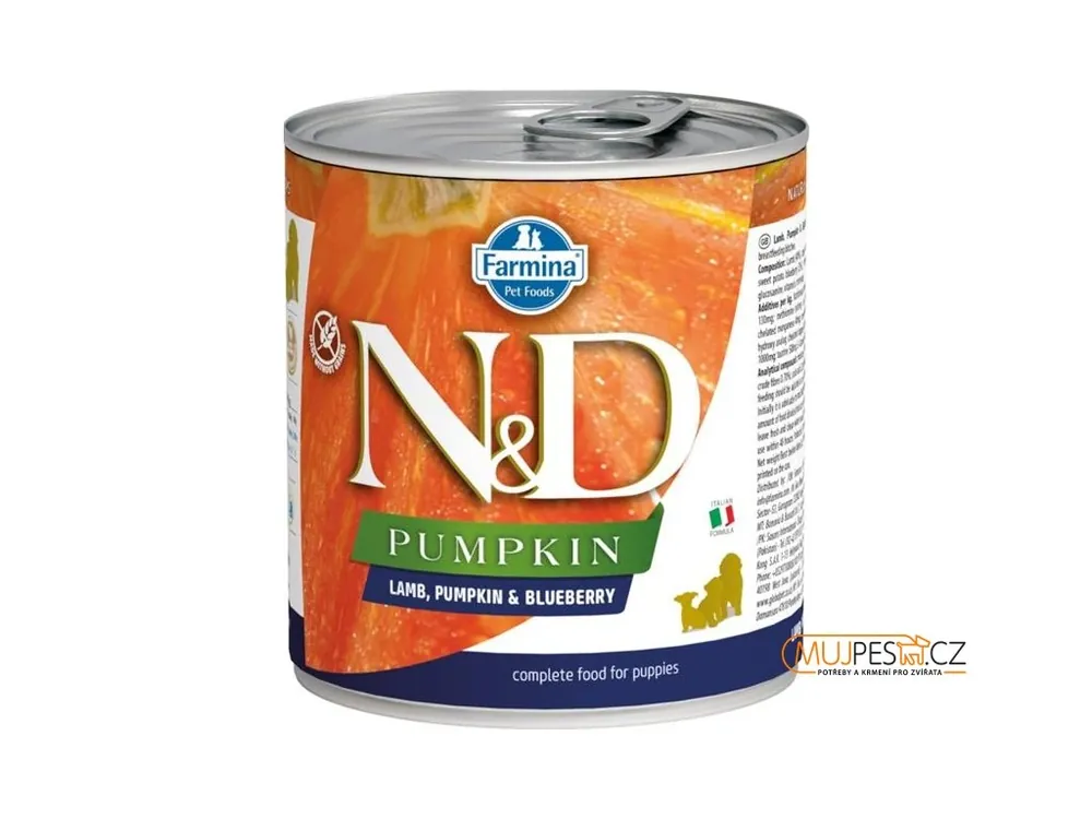 Ověřený N&D PUMPKIN Dog konz. Lamb, Pumpkin & Blueberry Puppy 285 g