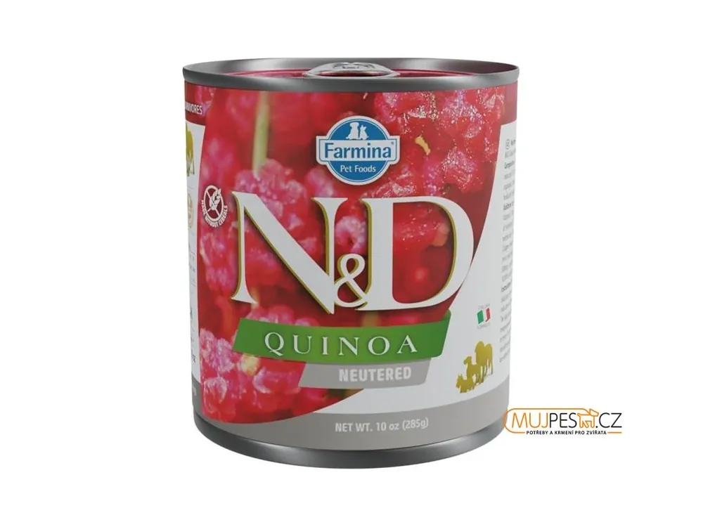 N&D QUINOA Dog konz. Pork Neutered 285 g Rychlé Dodání