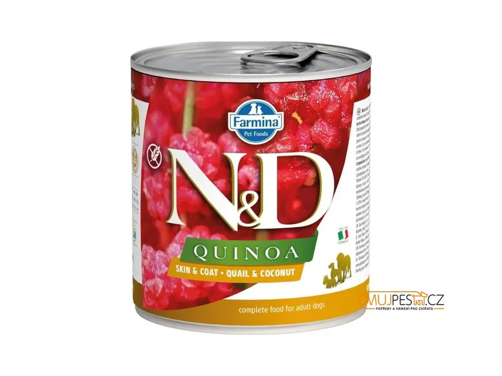 N&D QUINOA Dog konz. Quail & Coconut 285 g Sleva