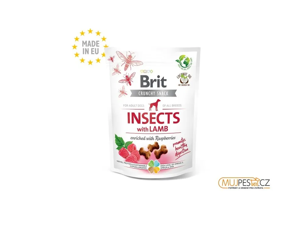 Jen Po Omezenou Doba Brit Care Dog Crunchy Crack. Insec. Lamb Raspber 200g