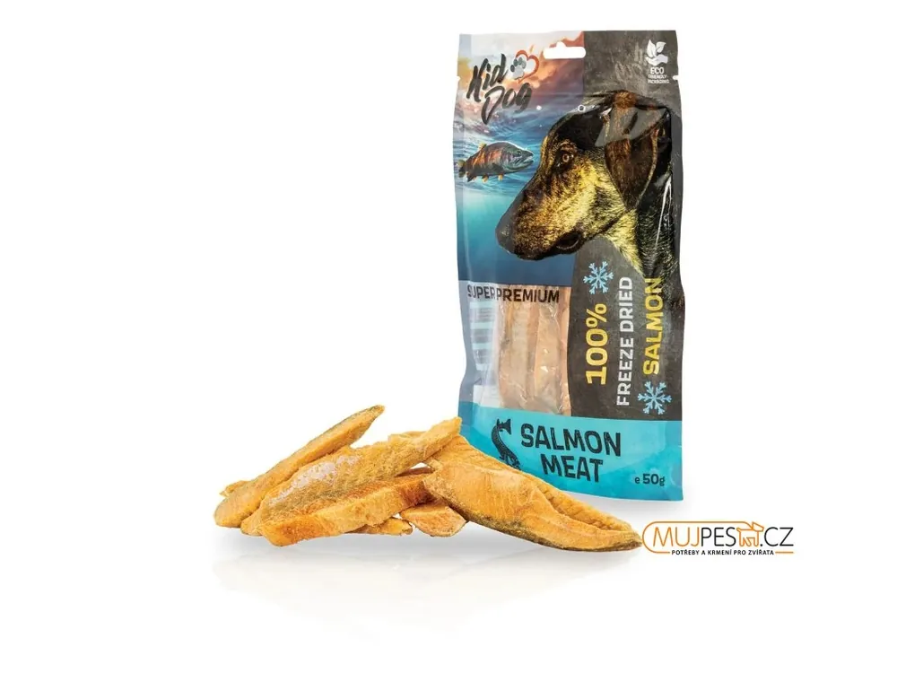 KIDDOG SUPER PREMIUM 100% losos - kusy čistého masa sušené mrazem 50 g Nízká Cena