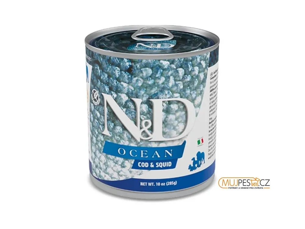 Levný N&D OCEAN Dog konz. Cod & Squid 285 g