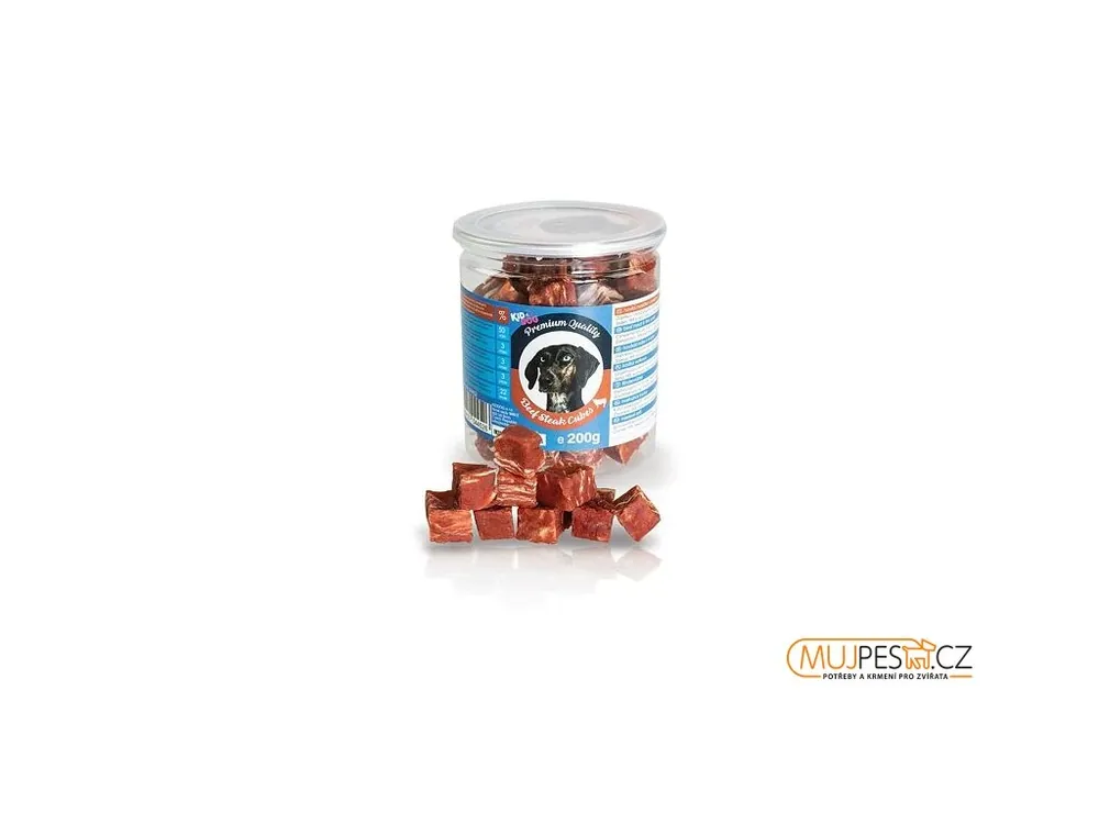 Jen Po Omezenou Doba KIDDOG hovězí masíčko v kostičce - PREMIUM QUALITY 200 g dóza