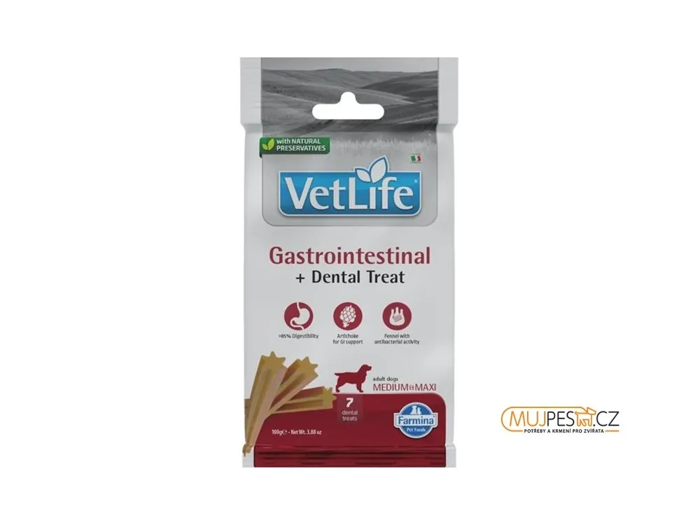 Cenový Hit Vet Life Dog Dental Snack Gastrointestinal Adult Medium & Maxi 100 g