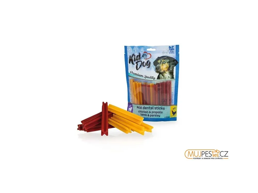Sleva KIDDOG kuře+propolis / jehněčí+petržel MIX dentalní tyčinky 250 g
