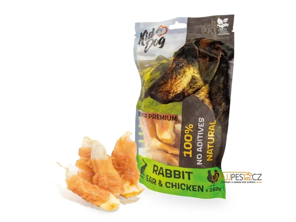 Ověřený KIDDOG SUPER PREMIUM 100% kuřecí prsa na králičím uchu 150 g