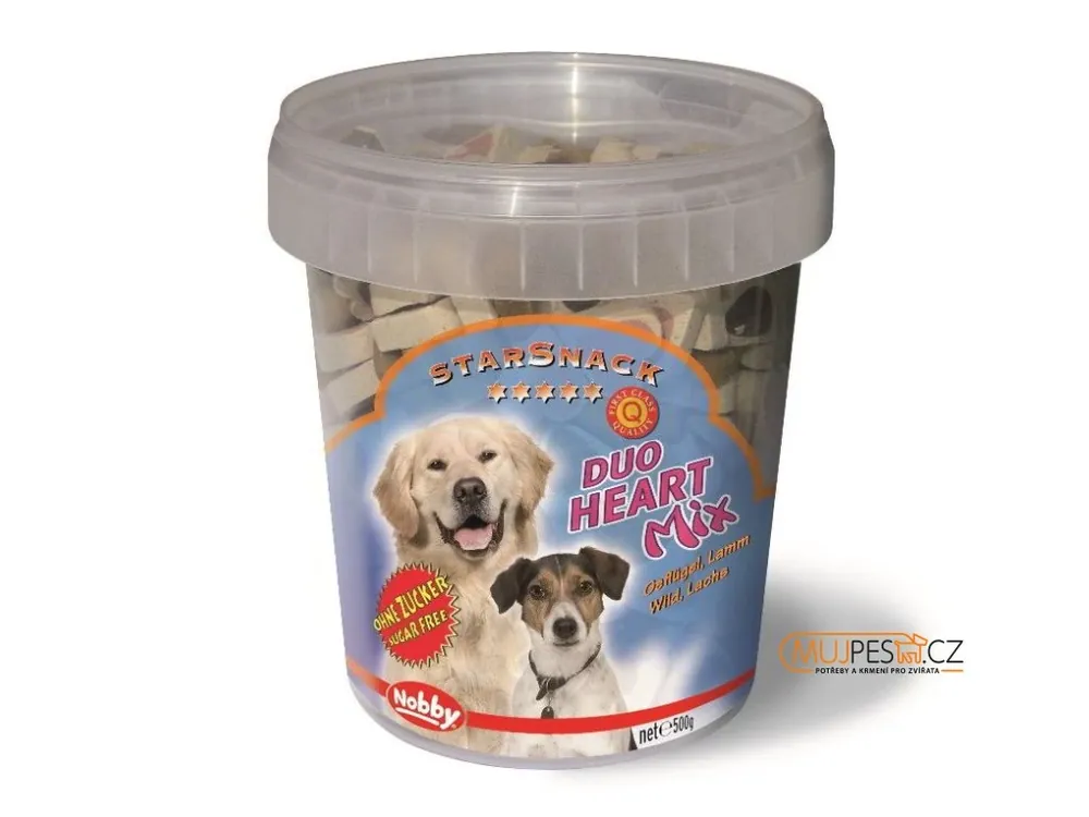 Levný Nobby Starsnack Duo Heart Mix Kyblík Pamlsky Pro Psa 500G