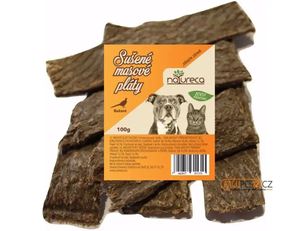 NATURECA pochoutka Masové pláty-Bažant, 100%maso 100g Expresní Doručení