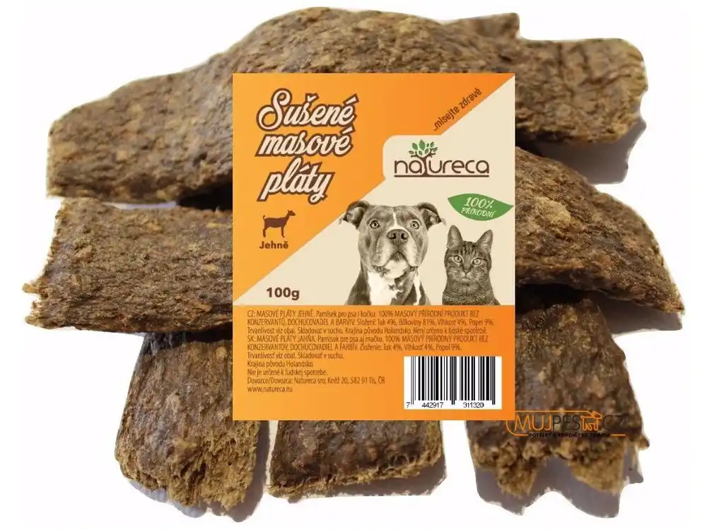 Víkendová Akce NATURECA pochoutka Masové pláty-Jehně, 100%maso 100g