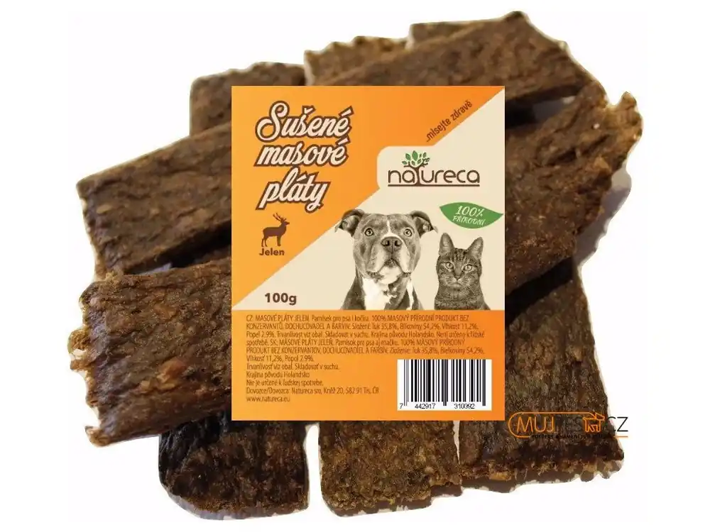 Pouze Dnes NATURECA pochoutka Masové pláty-Jelen, 100%maso 100g
