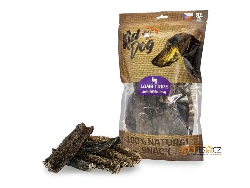 KIDDOG 100% Natural Snack, jehněčí žaludek, 12 cm / 300 g Rychlé Dodání