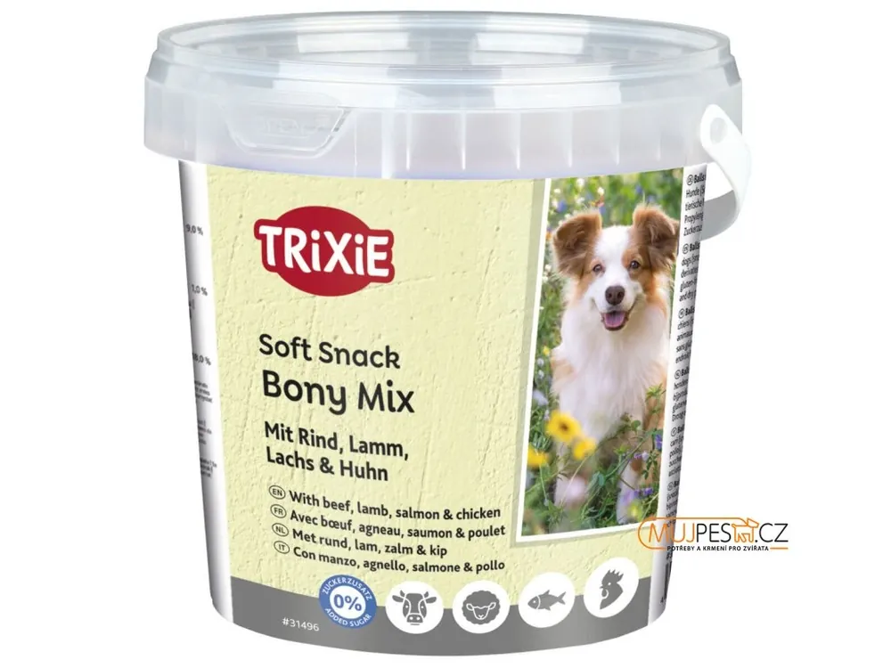 Soft Snack Bony MIX - hovězí,jehněčí, losos, kuře 500 g Víkendová Akce