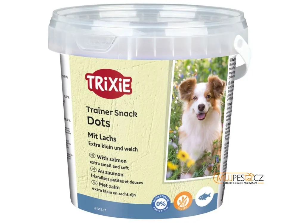 Soft Snack Mini Trainer Dots, miniválečky s lososem, 500g kyblík Vysoce Kvalitní