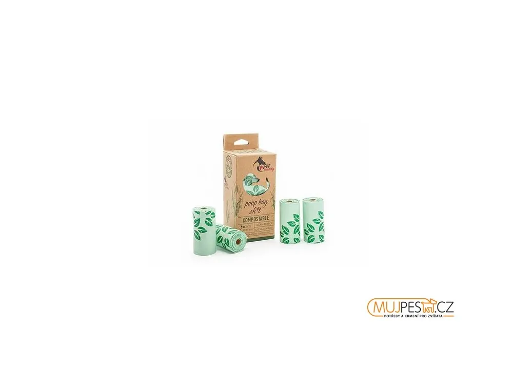 Finální Výprodej PetBuddy sáčky na exkrementy, kompostovatelné, 8 rolí/ á 15 sáčků, zelené s potiskem
