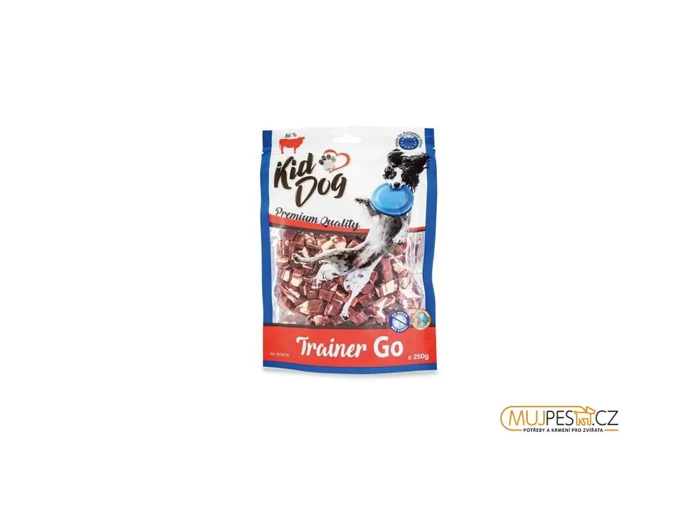 KIDDOG TRAINER GO mini hovězí kostičky 250g Výprodej