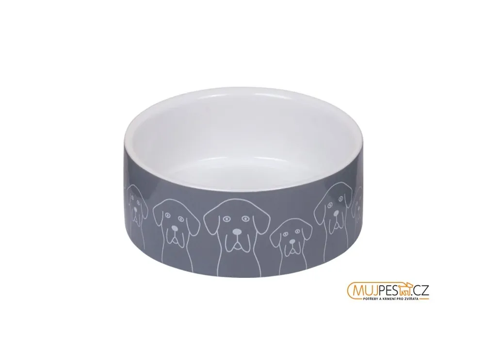 Bezpečná Platba Nobby keramická miska DOGS šedo-bílá 12,0 x 4,5 cm / 0,25 l