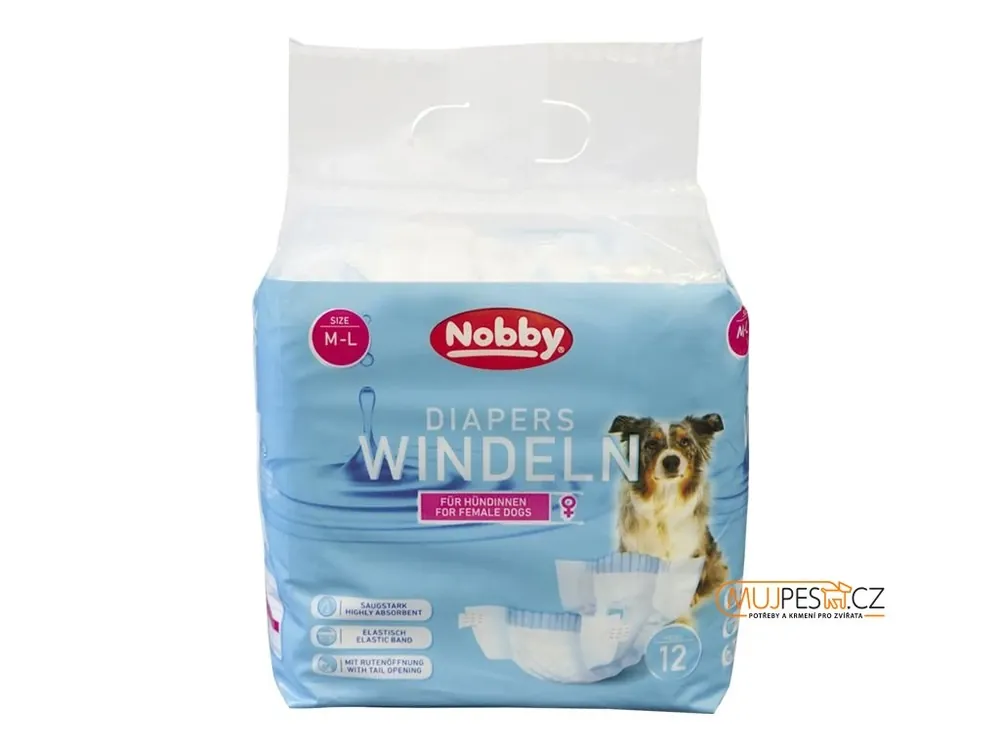 Nobby papírové pleny pro feny M-L 36-52cm (12 ks) Oblíbený