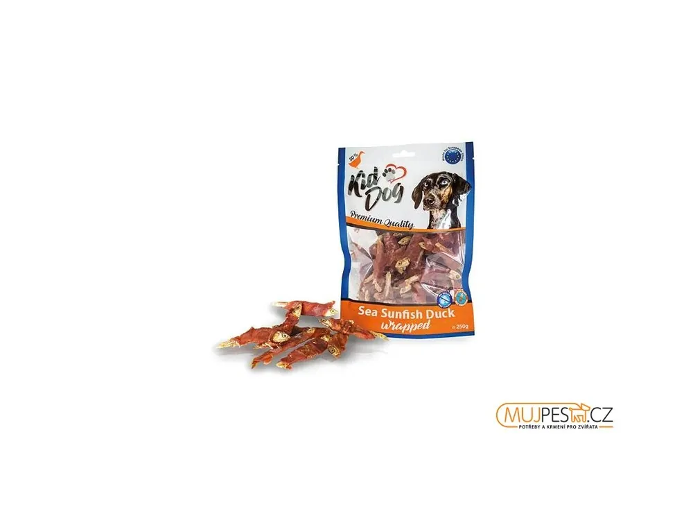 KIDDOG mořské sluneční rybičky obalené kachním masíčkem 250 g Nízká Cena