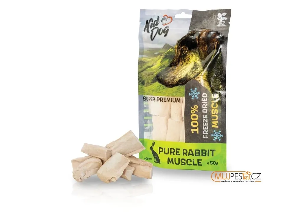 KIDDOG SUPER PREMIUM 100% králičí čistá svalovina sušená mrazem 50 g Výhodná Nabídka