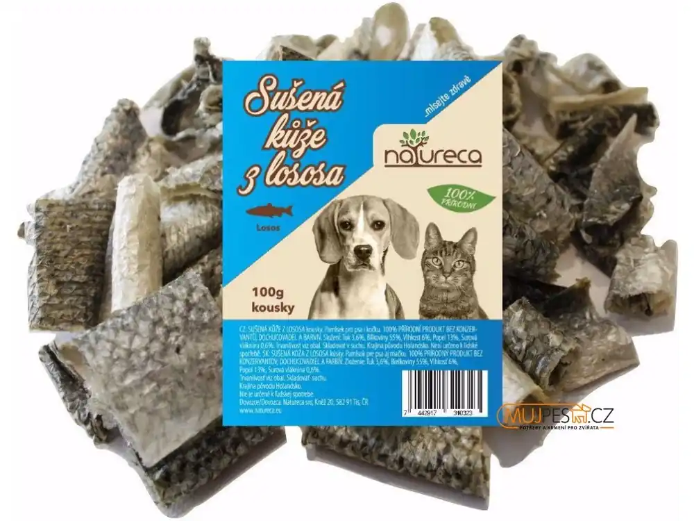 NATURECA pochoutka Losos kůže sušená kousky 100g Ověřený