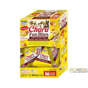 Autentický Inaba Churu Fun Bites dog snack kuře&sýr 96 g