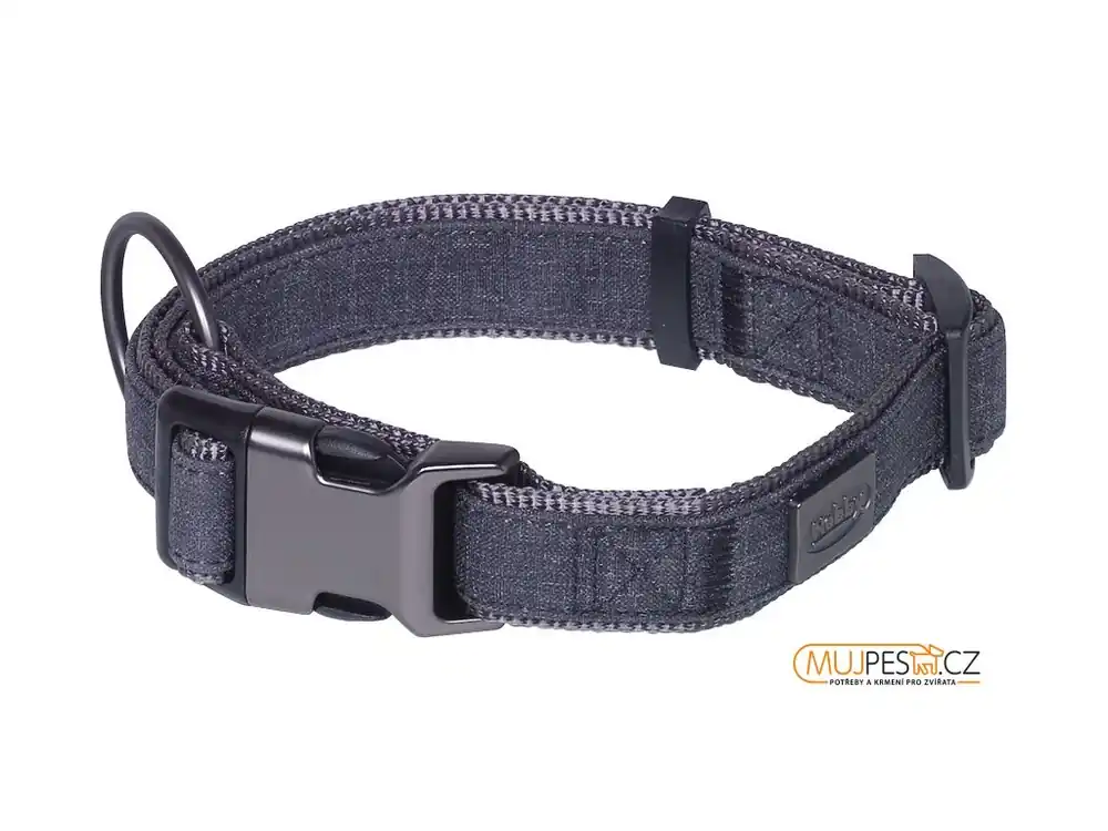 Nobby LINEN DELUXE obojek nylon černá XS-S 23-30 cm Časově Omezené
