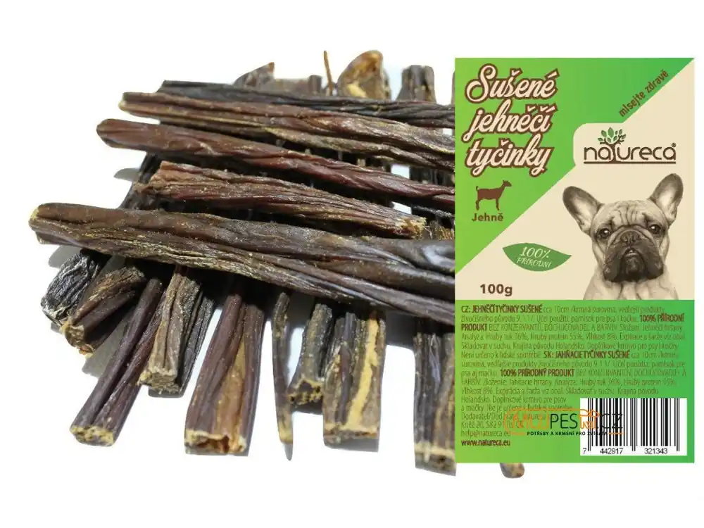 Akce NATURECA pochoutka Jehněčí tyčinky sušené 100g
