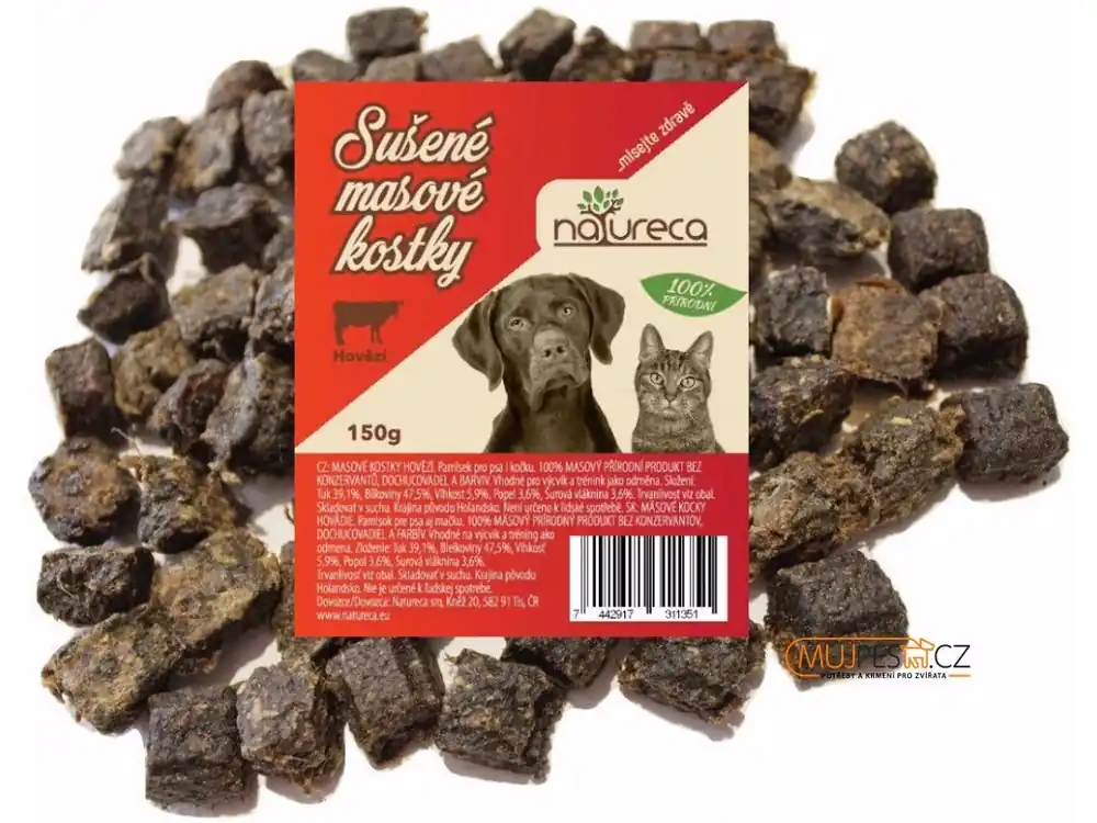 Pouze Dnes NATURECA pochoutka Masové kostky-Hovězí, 100%maso 150g
