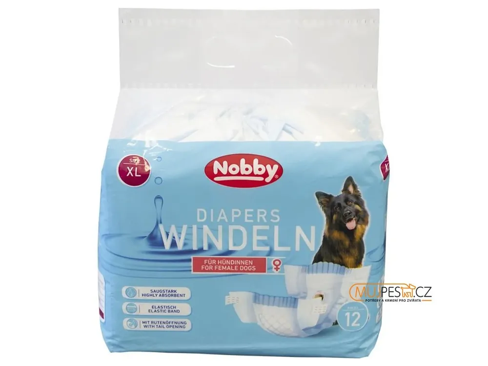 Zlevněný Nobby papírové pleny pro feny XL 40-58cm (12 ks)