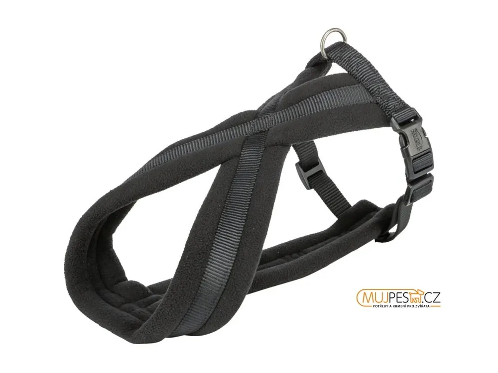 Nylonový postroj PREMIUM podšitý 30-40cm/15mm (XS-S), - černá Levný